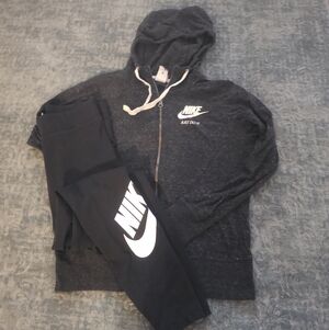Nike Black Hoodie & Black Leggings Set Size M
